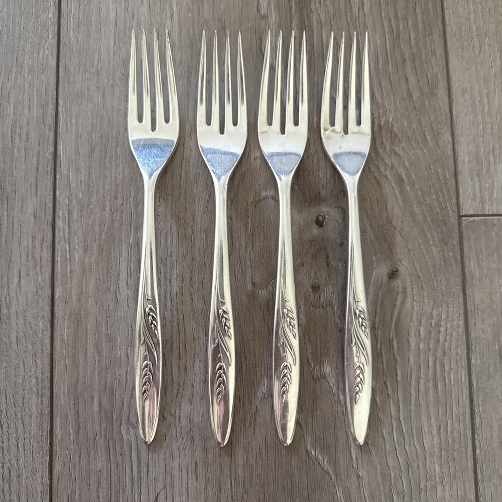4 Oneida Community Song of Autumn Silverplate Silverware Flatware Dinner Forks